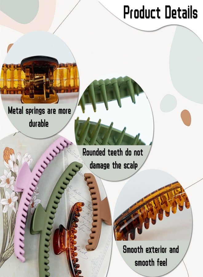 Koceci 12 Pcs Hold Everything Hair Claw Clips, 4.7 Inch and 2.5 Inch Claw Clips Set for Thick ，Thin ，Straight and Curly Hair, Strong Clip Non-Slip 6 Colors Double Row Teeth Hair Claw Clips (colorful) - Image 3